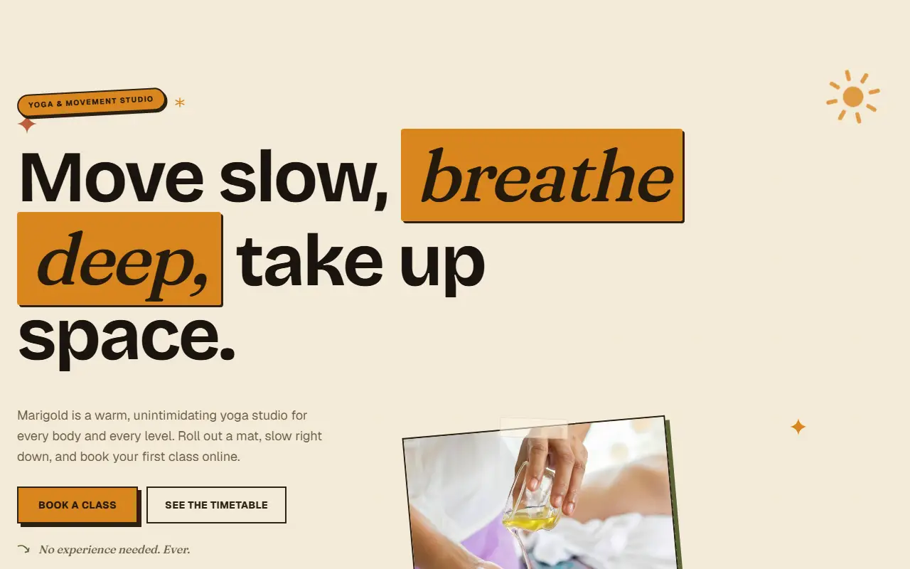 Yoga studio, template preview