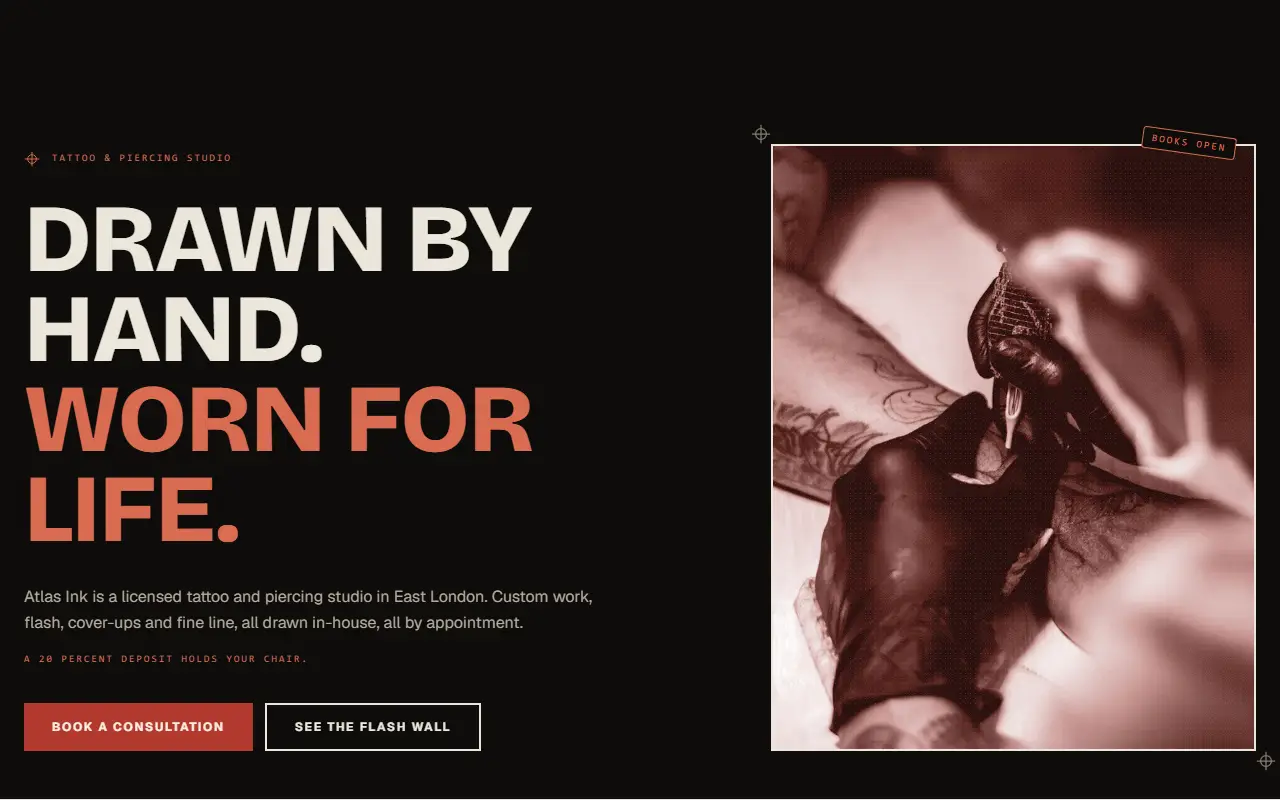 Tattoo & piercing studio, template preview
